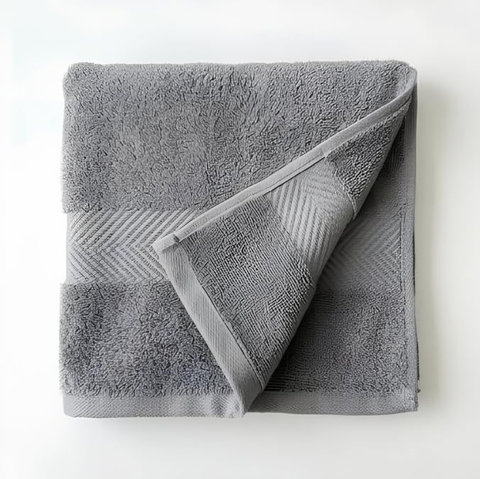 Plush Gray Cotton Hand Towel 16x28 - 600 GSM, 1 Pack