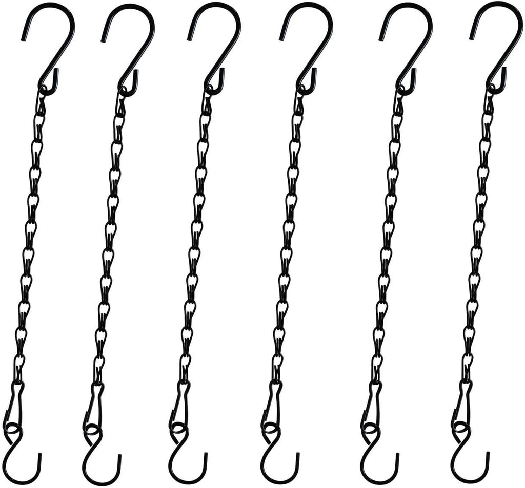 Skiennix Hanging Plant Chain - 11 Inch Black Basket Hooks for Bird Feeders & Wind Chimes | 6 Pack