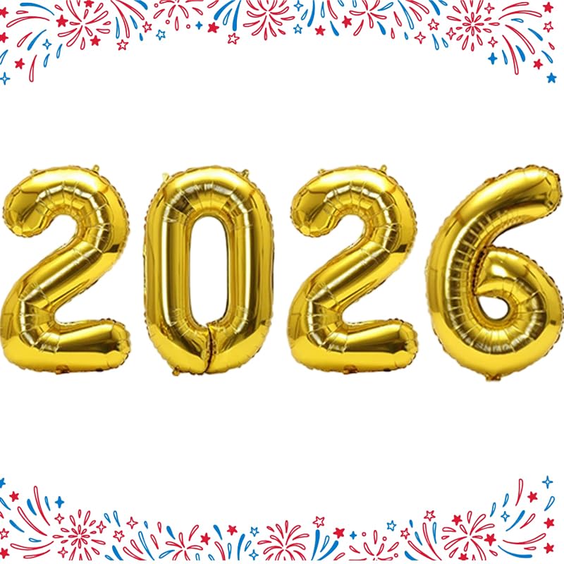 2026-Balloon Number-Balloon 2026 40in Large Foil Balloons New Year