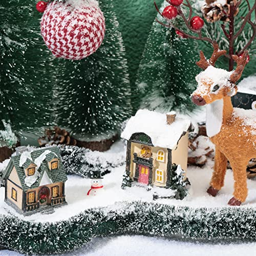 3 Pack Christmas Village Flexible Sisal Hedge Fence Decor Winter Snow Scene