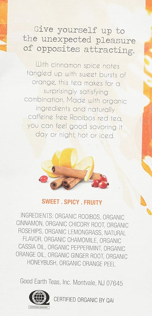 Organic Sweet & Spicy Herbal Caffeine Free Good Earth Teas 18 Tea Bag (Pack of 2)