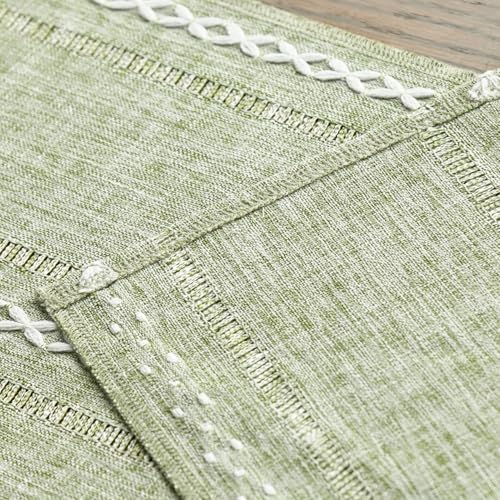 Artoid Mode Sage Green Embroidered Table Runner, 13x36 Inch Cotton Blend