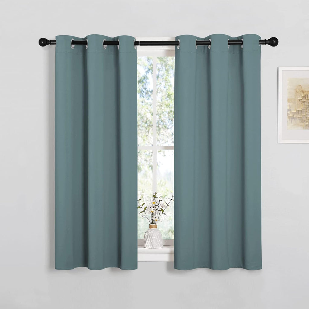 NICETOWN Blackout Curtains - Noise Reducing & Thermal Insulated Drape Panels | Greyish Blue, 2 Panels, W34 x L45-Inch
