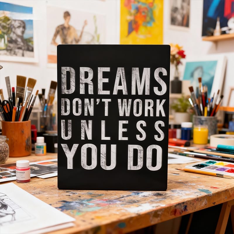 Inspirational Wooden Plaque Art - Positive Quotes for Home & Office