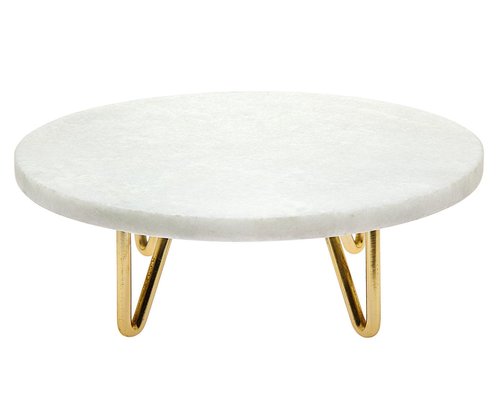 Godinger Marble Cake Stand, 10in, Round, Silver