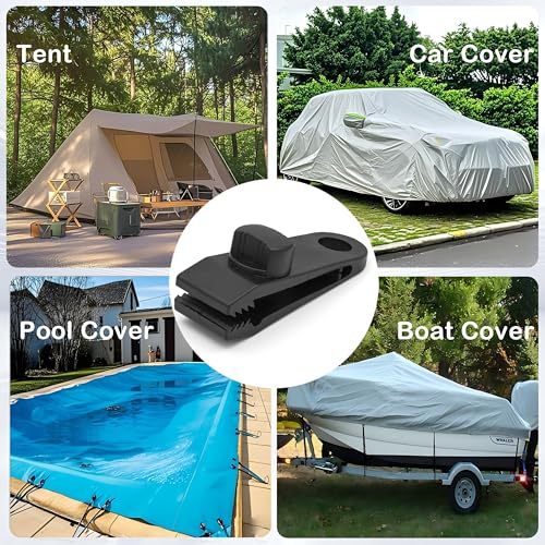 12pcs Heavy Duty Tarp Clips with Lock Grip - Windproof Tent Clamps for Camping, Canopies, Pool Covers, Reusable Multi-Purpose Clips