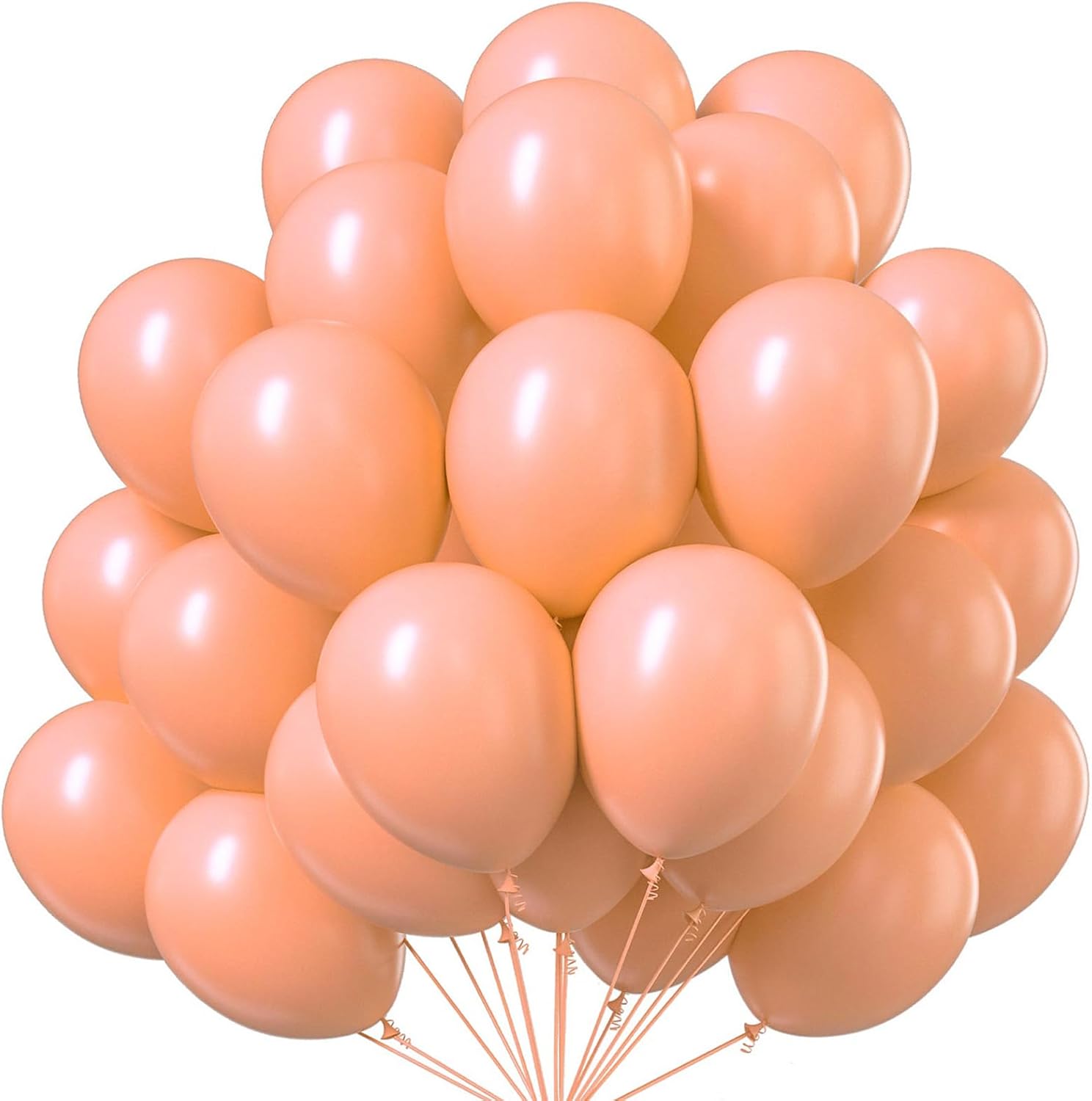 PartyWoo Peach Balloons - 50 Pack 12 Inch Light Orange Latex Helium Balloons for Celebrations