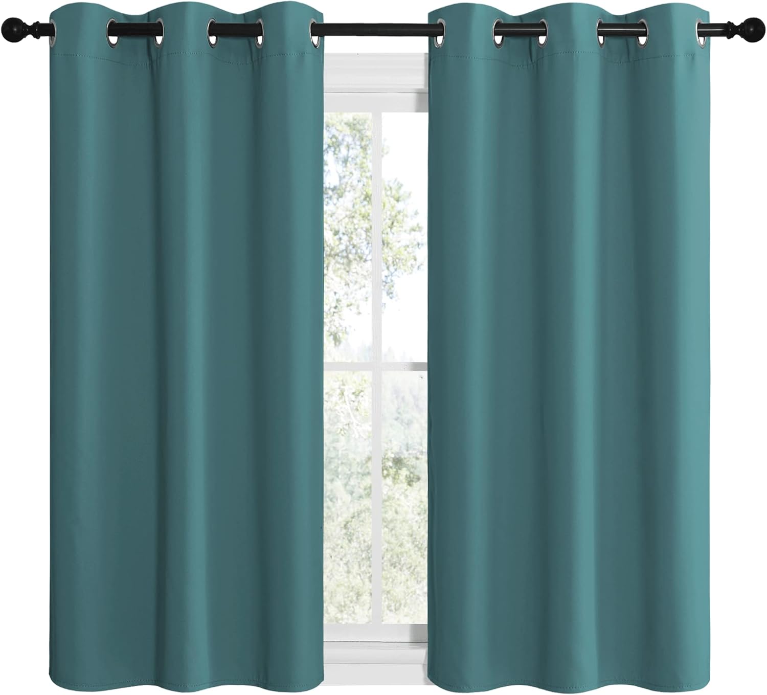 NICETOWN Blackout Curtains - Thermal Insulated Grommet Drapes for Dining Room | Sea Teal, 42x50-Inch Pair