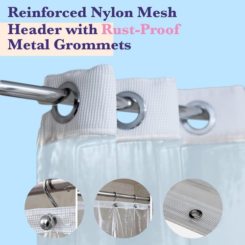 Epica Heavy-Duty Clear Vinyl Shower Curtain Liner - 72x72, Stain & Soap Scum Resistant, Rust-Proof Grommets