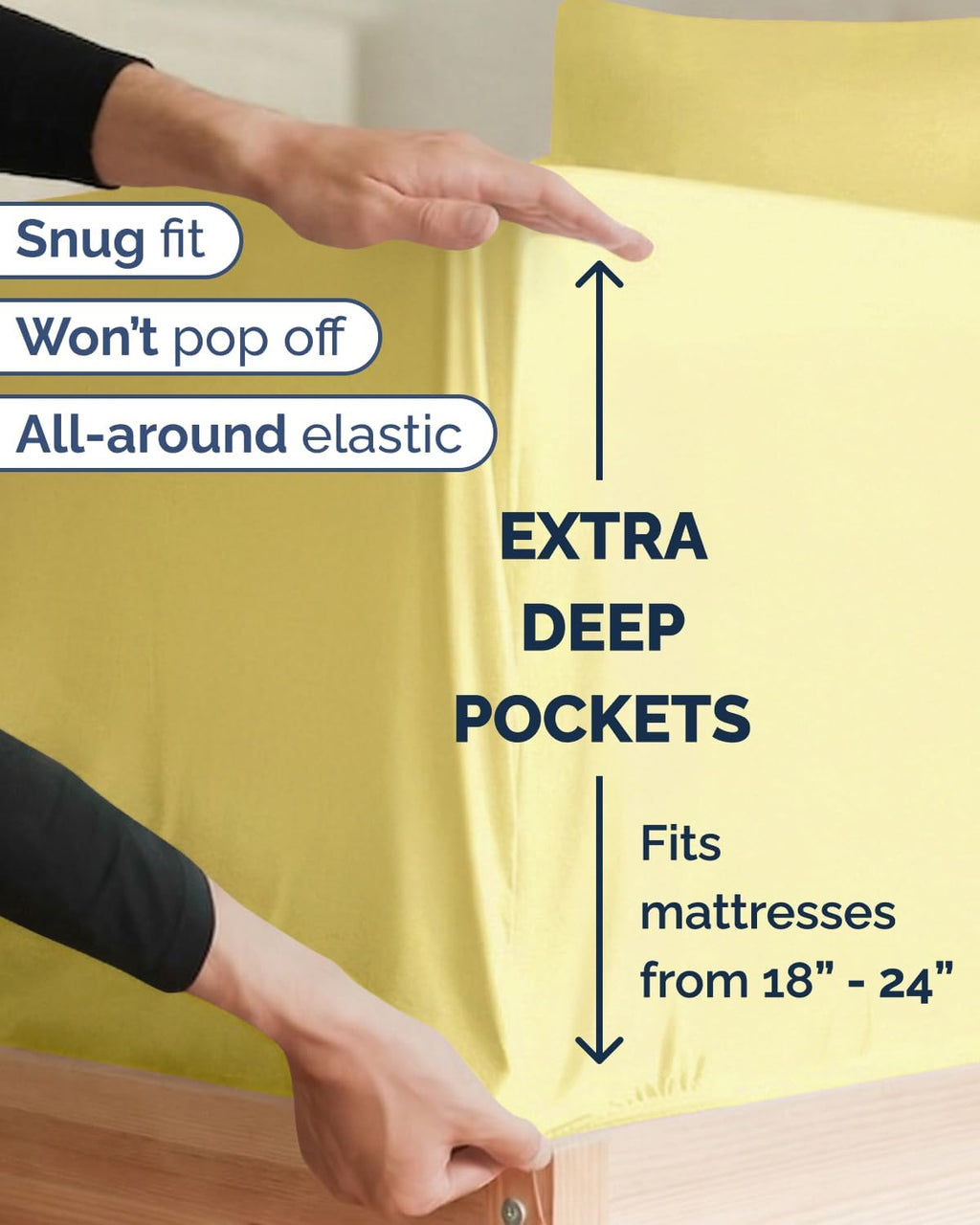 Skiennix Extra Deep Twin XL Sheet Set - 4 Piece Breathable Cooling Bedding - Soft, Wrinkle-Free Yellow