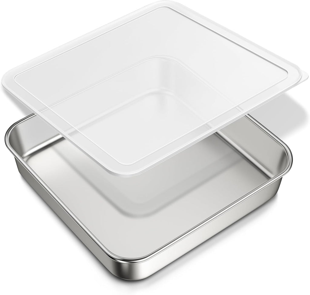 Regine Switzerland 8x8-Inch Stainless Steel Baking Pan - Heavy Duty, Non-Toxic & Dishwasher Safe