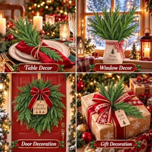 Artificial Christmas Norfolk Pine Branches - 12 Pack, 30 Inches Tall - Holiday Decor