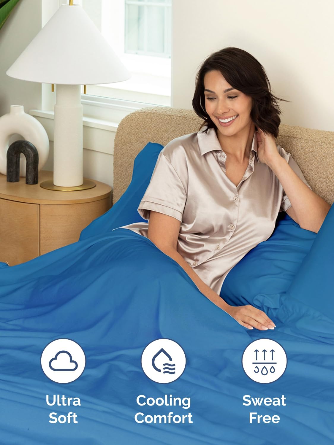 Skiennix Extra Deep Twin Sheet Set - 4-Piece Breathable Cooling Sheets - Luxurious Royal Blue Bedding