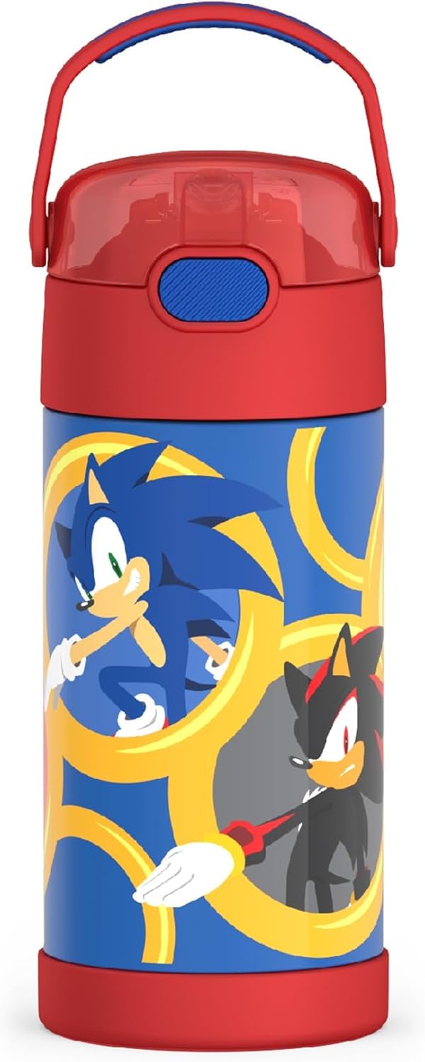THERMOS FUNTAINER Water Bottle - 12 Ounce Kids Stainless Steel Insulated Bottle with Straw | Sonic the Hedgehog