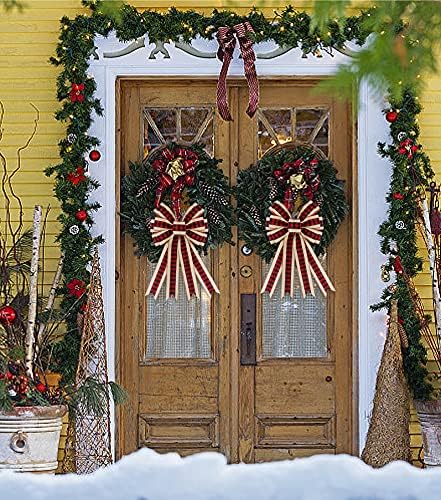 Regine Switzerland Large Christmas Bows - Red & Black Plaid Buffalo Bow for Wreaths & Decor