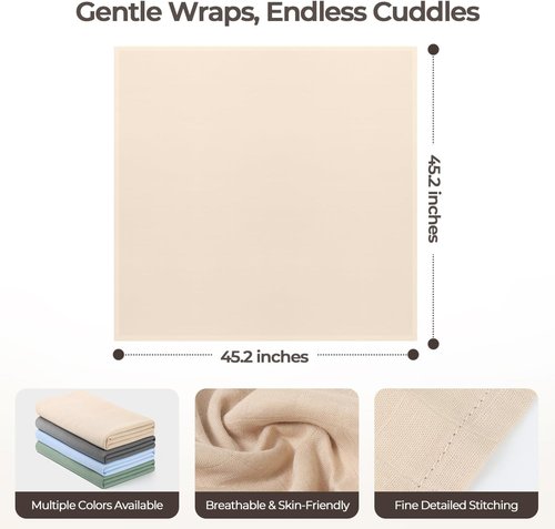 CottCare Muslin Swaddle Blankets - Ultra Soft & Breathable 4-Pack | Large 45''x45'' Baby Wraps