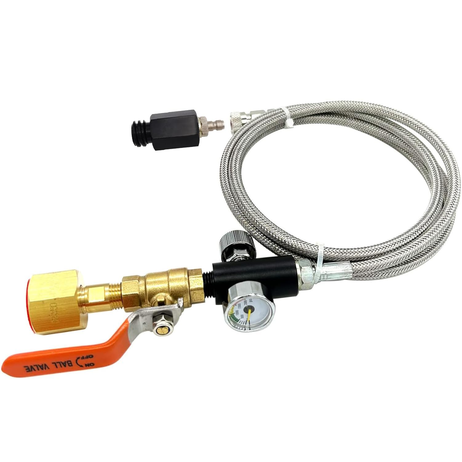 Soda Maker Adapter Hose Kit with Flow Control Ball Valve and 60inch Stainless Steel Hose,Carbonated Water Machine Co2 Tank Adapter Compatible with Jet One Touch Fizzi Aqua Fizz Blue Cylinder