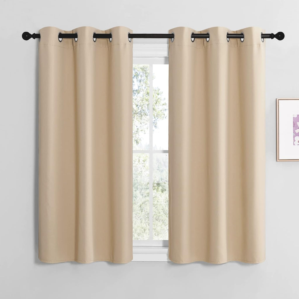 NICETOWN Room Darkening Curtains - Thermal Insulated Grommet Draperies for Bedroom | Biscotti Beige, 2 Panels (W42 x L50)