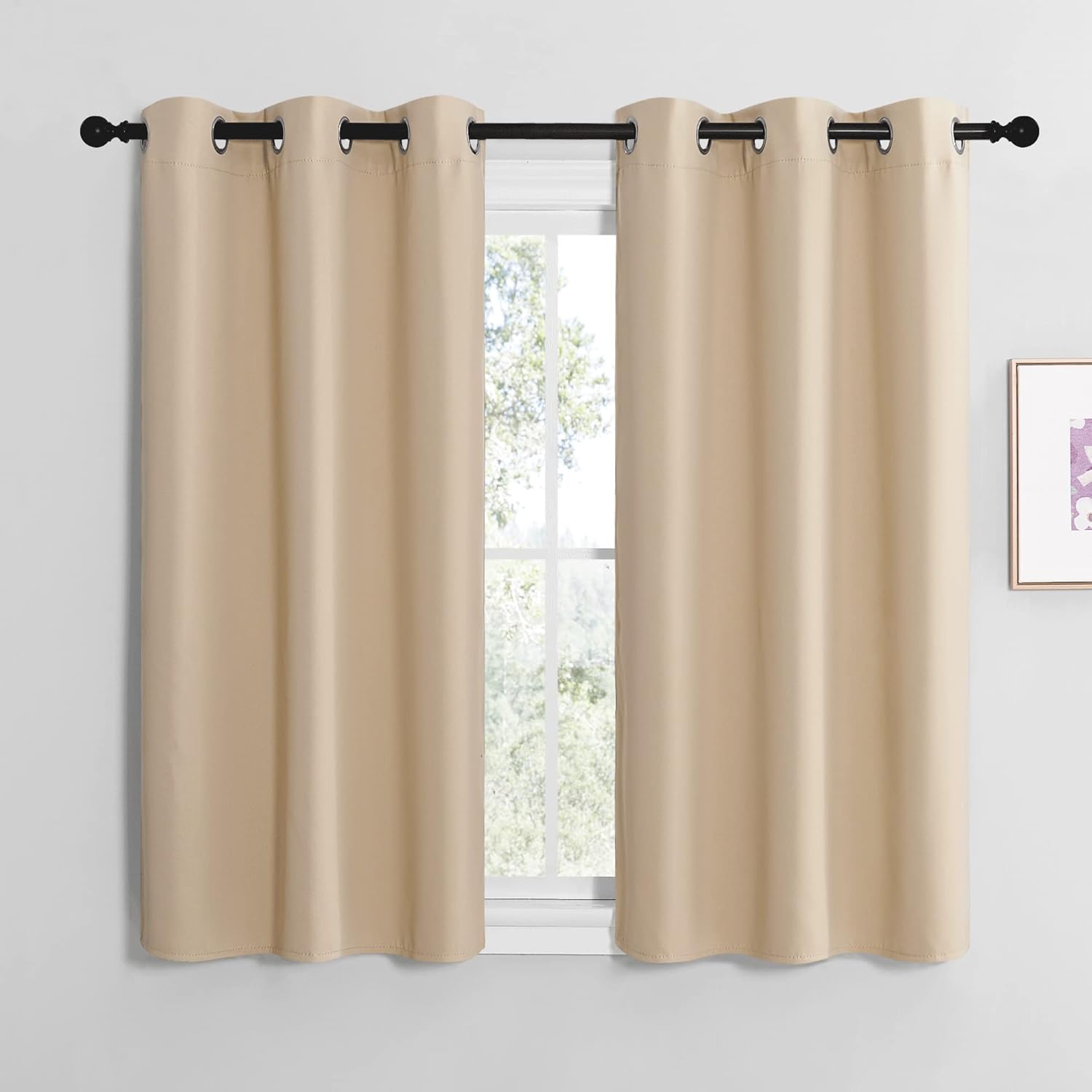 NICETOWN Room Darkening Curtains - Thermal Insulated Grommet Draperies, Biscotti Beige, 2 Panels (W42 x L48)