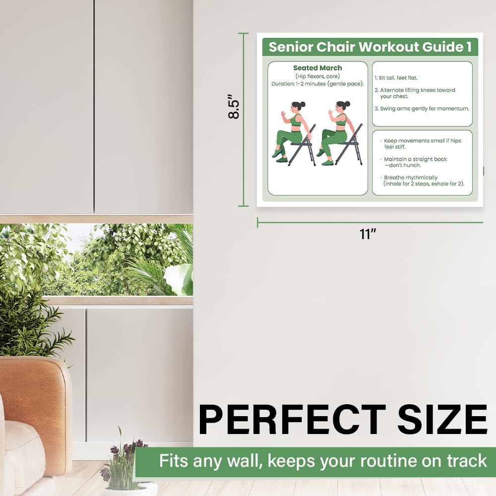 Senior Exercise Chair Workout Poster - 30-Day Stretching & Gentle Seated Exercise Chart