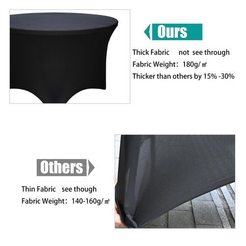 Yoquare 8 Pack - Black Round Table Skirt (60" Diameter x 30" H) for 5ft Tables | Polyester Spandex Washable Cover | Wrinkle & Stain Resistant | Wedding, Party, Banquet Decor