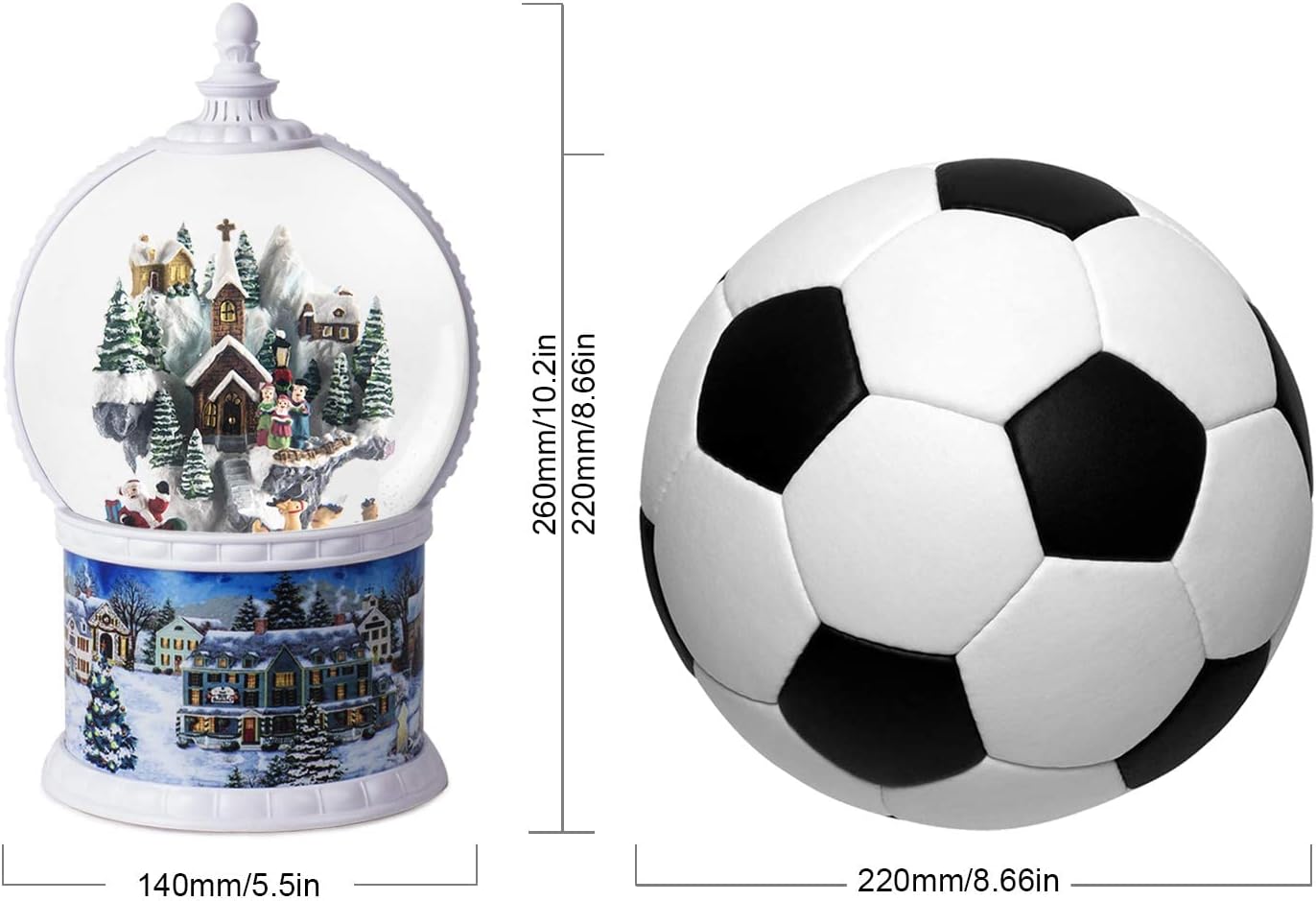 Skiennix Large Christmas Snow Globe - Rotating Santa Train Music Box | 10.2-Inch, 8 Melodies, USB & Battery-Powered