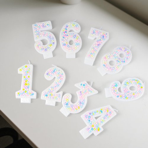 Zuiaso Number Birthday Candle with 12PCS Spiral Candles and A Birthday Card - Perfect for Celebrating Birthdays (Macaron Glitter, Number 7)