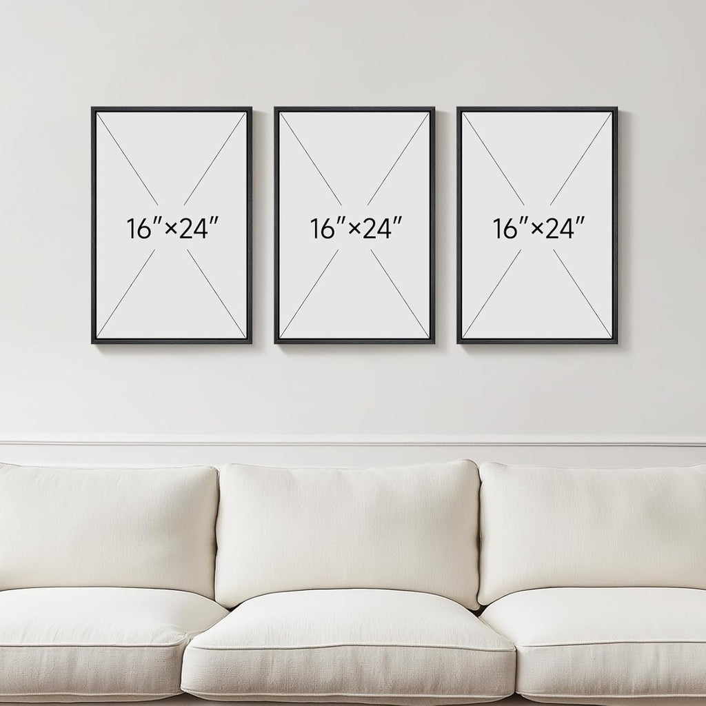 Skiennix 3D Textured Black & White Abstract Wall Art - Modern Minimalist Paintings | 16x24 In, 3 Piece Set