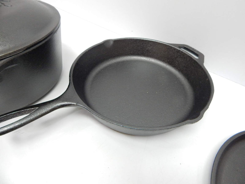 Lodge Cast Iron Set - 4-Piece Set - Pre-Seasoned Kitchen Set - Skillet, Griddle & Dutch Oven Included - PFAS-Free Non-Toxic Cookware