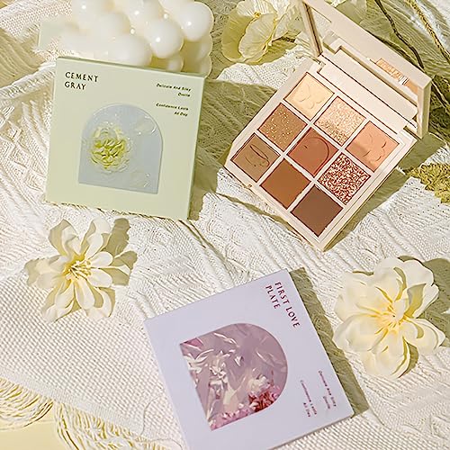 Grospe Lavender 9-Color Eyeshadow Palette with 3 Brushes - Matte & Shimmer Nude Earthy Tones