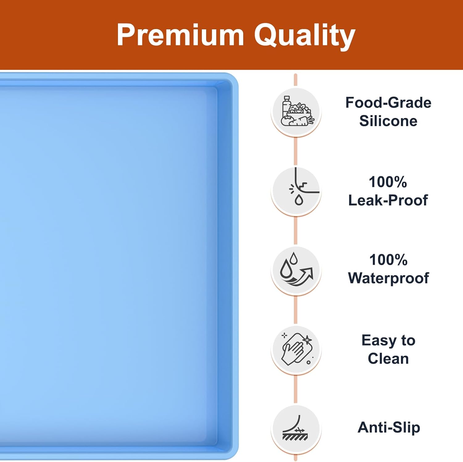 Ukeetap Extra Thick Silicone Mat - Waterproof Under Sink Mat 34" x 22" | Kitchen & Bathroom Protection, Blue