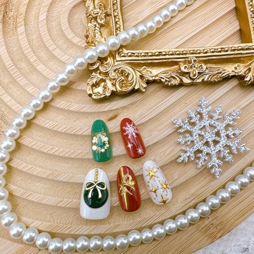 Christmas Press on Nails Medium Almond Fake Nails 3D Holiday Designs