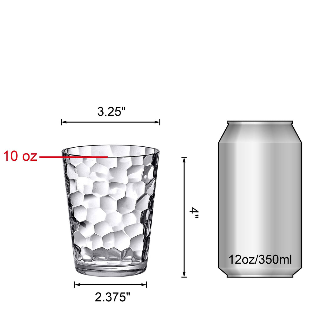 Amazing Abby - Iceberg - 10-Ounce Plastic Tumblers (Set of 8), Plastic Drinking Glasses, All-Clear Reusable Cups, Stackable, BPA-Free, Shatter-Proof, Dishwasher-Safe