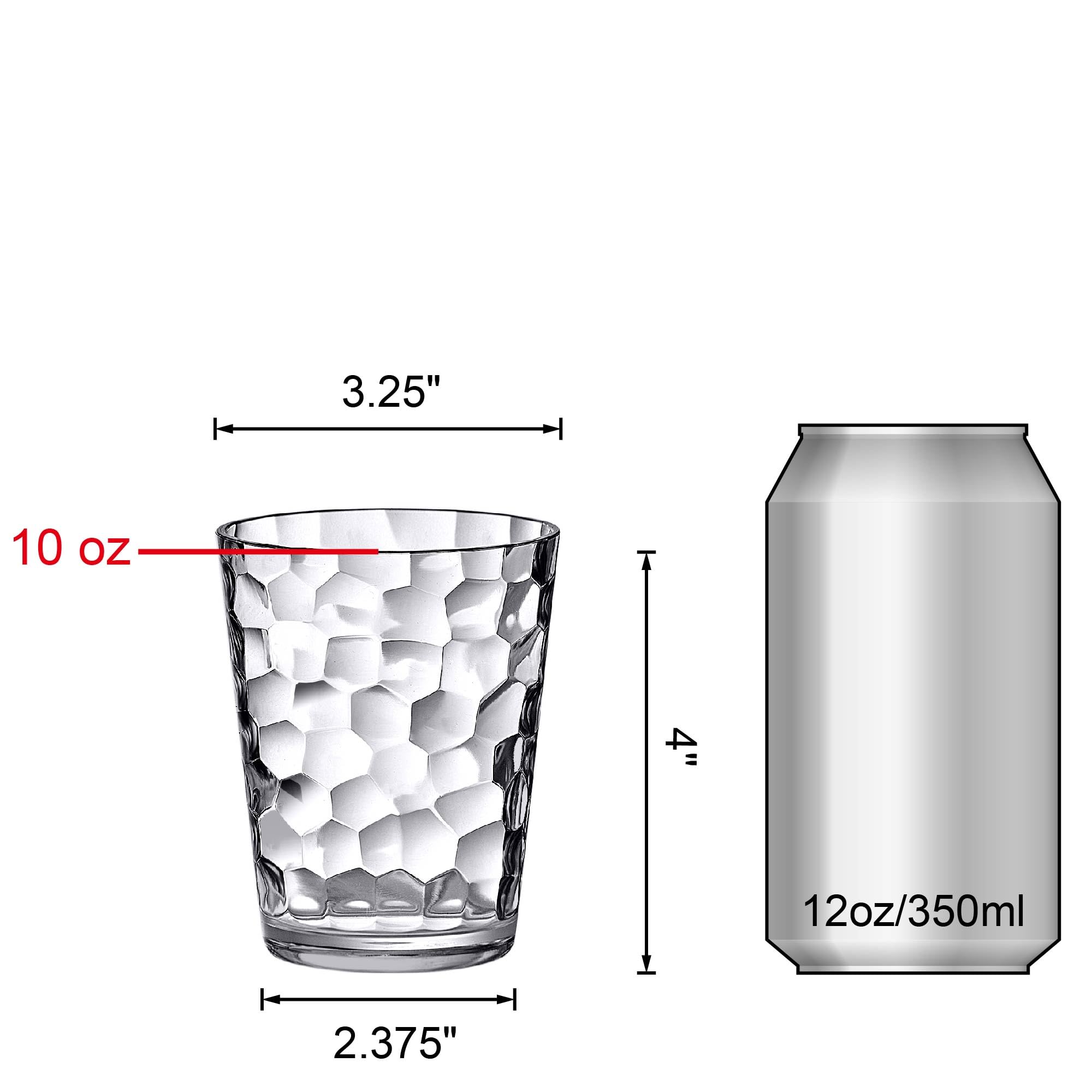 Amazing Abby - Iceberg - 10-Ounce Plastic Tumblers (Set of 8), Plastic Drinking Glasses, All-Clear Reusable Cups, Stackable, BPA-Free, Shatter-Proof, Dishwasher-Safe