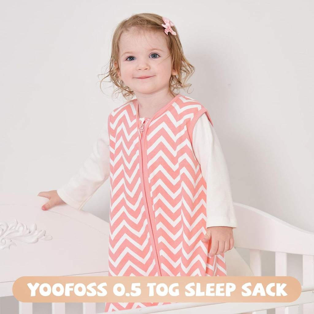 Yoofoss Baby Sleep Sack | 100% Organic Cotton Wearable Blanket for 12-18 Months | Soft & Lightweight 3-Pack