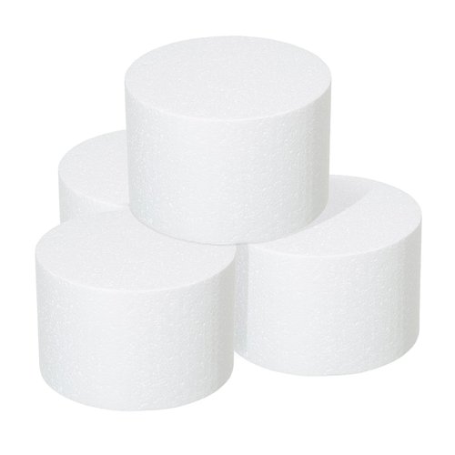 Crafare 6x4 Inch Foam Dummy Cake Round for Crafts 4pcs 6 Inch Round Cake Dummy Discs for Cake DIY Projects Wedding Holiday Christmas Crafts Making and School Modeling, white