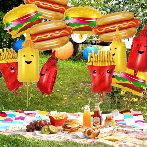 12 Pcs BBQ Food Themed Foil Balloons for Party Decoration