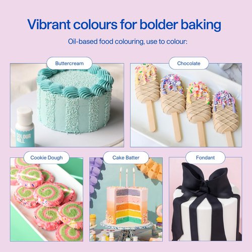 Colour Mill Oil-Based Food Coloring - 6 Vibrant Colors (Baby Blue, Navy, Royal, Sky Blue, Teal, Tiffany) - 20ml Each