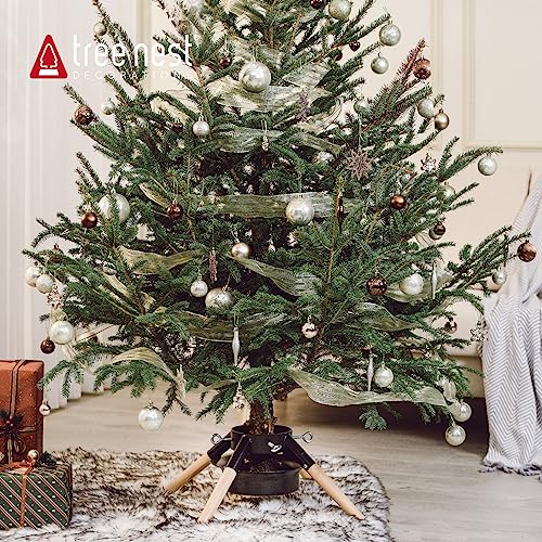 Christmas Tree Stand for Real Trees Up to 10ft, Black Metal with 4.9 Inch Diameter