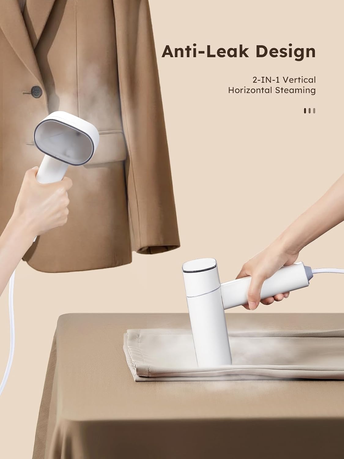 Yabano Foldable 1200W Travel Garment Steamer - Handheld Fabric Steamer with 140ml Tank | Ideal for Home & Office
