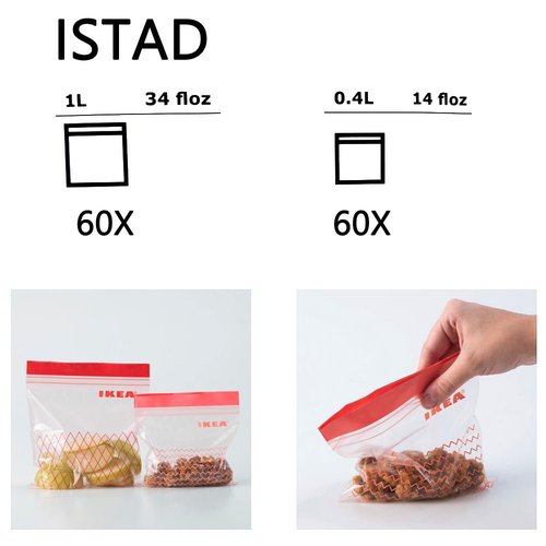 IKEA ISTAD Plastic Freezer bag, red 120Pack