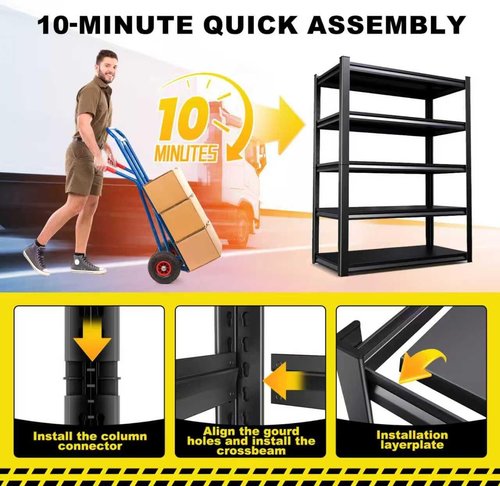 Heavy Duty Metal Shelving Unit by Set of 3 | 71” Adjustable 5-Tier Storage Rack - 2050LBS Capacity