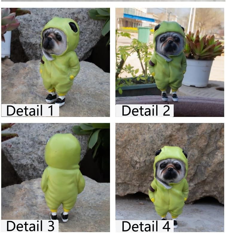 Skiennix Cute Resin Dog Statue - Handmade Animal Decor for Living Room | Small Green Backpack Design