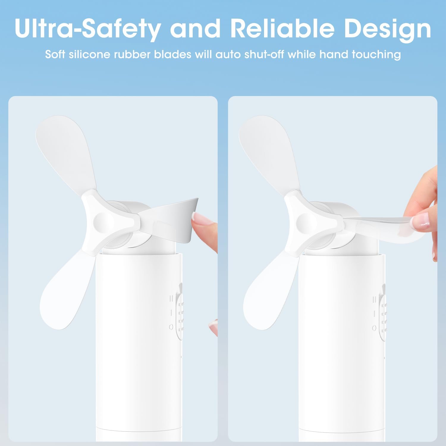 OLV Handheld Mini Fan - Portable Rechargeable 3000mAh Battery | 22+ Hours Runtime, Foldable Design - White
