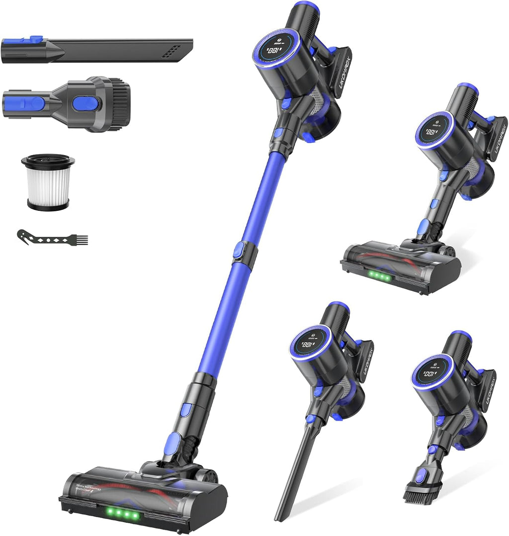 Skiennix Cordless Vacuum Cleaner - 550W Power, 50KPa Suction, 45 Minutes Runtime | Anti-Tangle Brush & LED Display for Hardwood, Carpet, Pet Hair