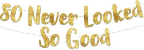 Gold Glitter Banner by Pre-Strung | 80th Birthday Decorations for Men & Women - Perfect Party Supplies