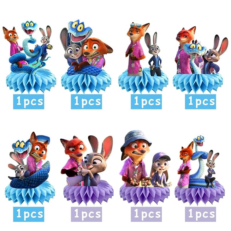 Zootopia Honeycomb Centerpieces - 8pcs Kids Party Decorations