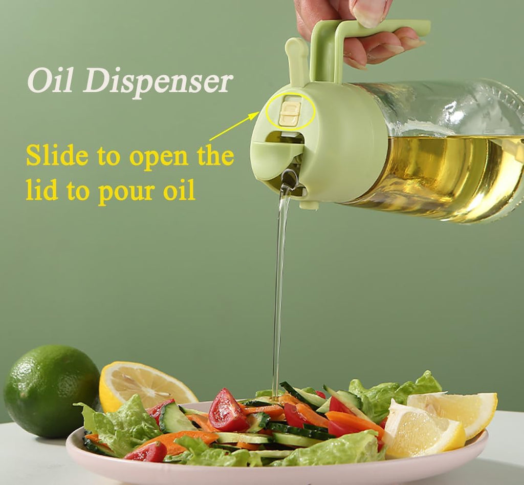 Olive Oil Sprayer Mister - Premium 17oz Glass Oil Dispenser Bottle for Cooking & Grilling | Black