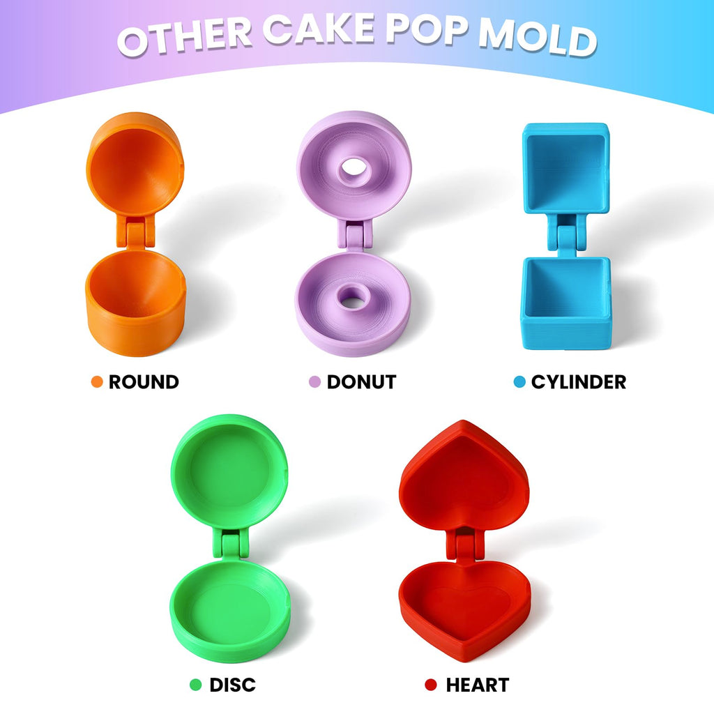 MITCHENIFY 2 PCS Disc Cake Pop Mold Shapes Press Set, 3D Printed Cake Pop Cutter and Pusher, Baking Tools Accessories for Home Baking, Birthday Parties, Wedding Desserts