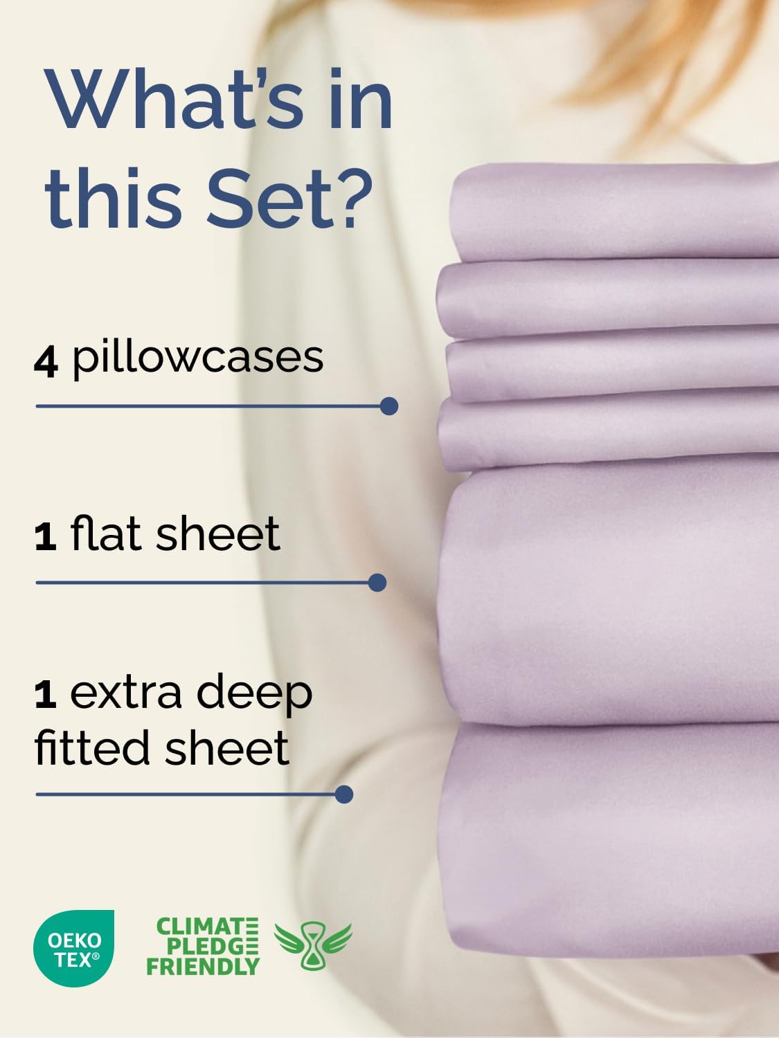 Skiennix Extra Deep Full Sheet Set - 6-Piece Breathable Cooling Bedding - Soft Light Lavender for All Ages